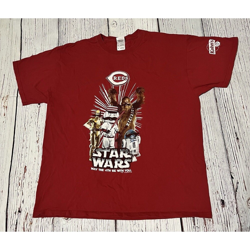 Cincinnati Reds Star Wars Shirt Mens XL Extra Large MLB Lucasfilm Hole In Sleeve